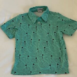 BlueQuail Kids Green Golf Patterned Polo Shirt